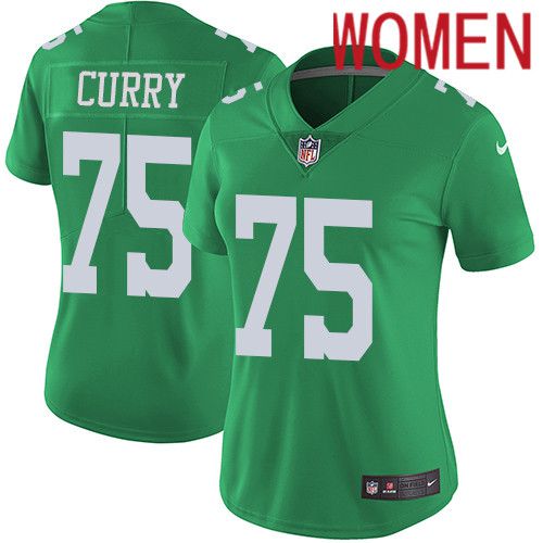 Women Philadelphia Eagles #75 Vinny Curry Nike Green Vapor Limited Rush NFL Jersey->women nfl jersey->Women Jersey